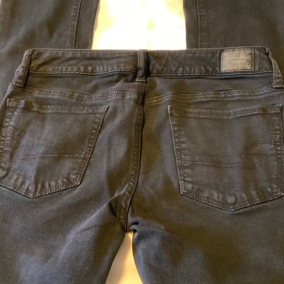 American Eagle Slim Straight Barely Boot Low Rise Black Stretchy Jeans (28x32) - Picture 3 of 13